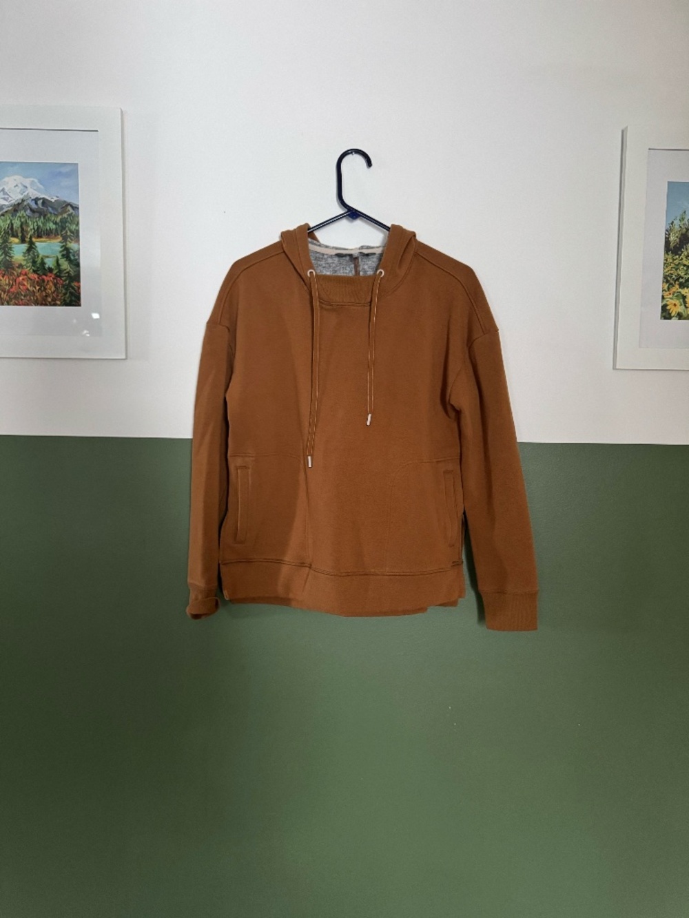 Title Nine Mighty Tunic Pullover Sweatshirt Hoodie, Orange/Brown, Size M